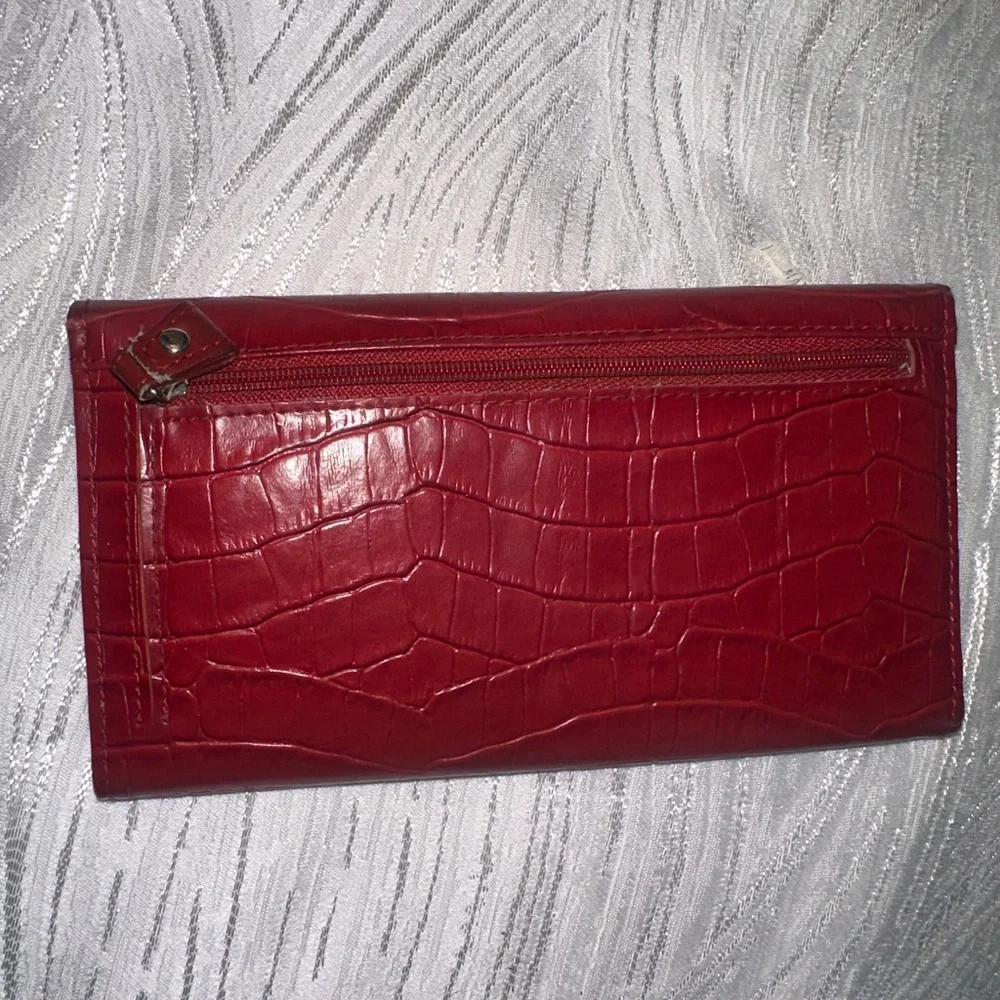 Prada Burgundy Crocodile-Embossed Leather Wallet - Picture 9 of 11